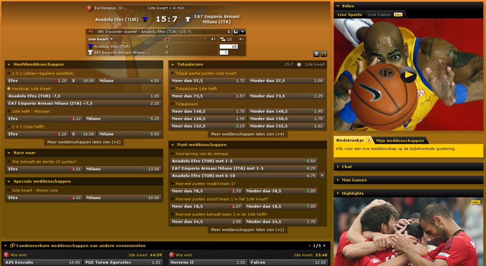 Live wedden bij Bwin