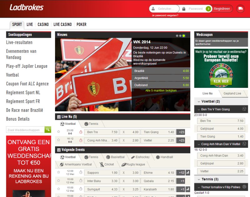 Ladbrokes bookmaker homepage